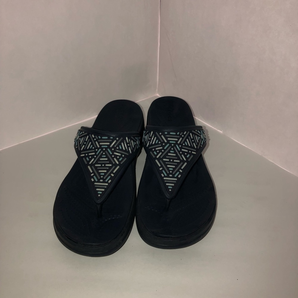 Crocs - MONTEREY FLIP FLOP - WOMEN'S - Size 9, blue Croc sandal/flip flops